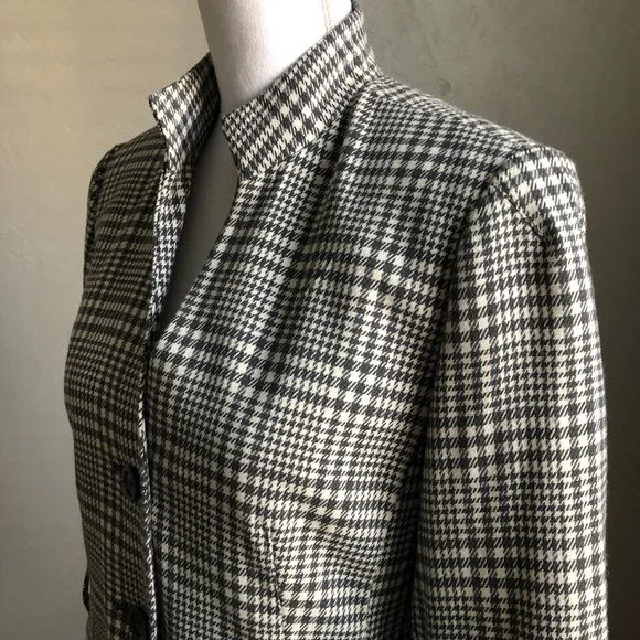 Lifestyle Attitude by Larry Levine Collarless Houndstooth Jacket M Grey White - Picture 8 of 15
